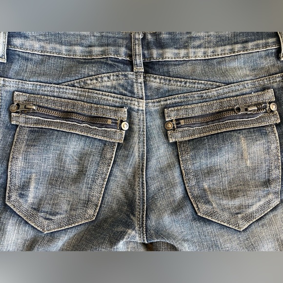 Y2K BONGO EMBELLISHED ZIP POCKET JEANS SZ 7 - Picture 9 of 9